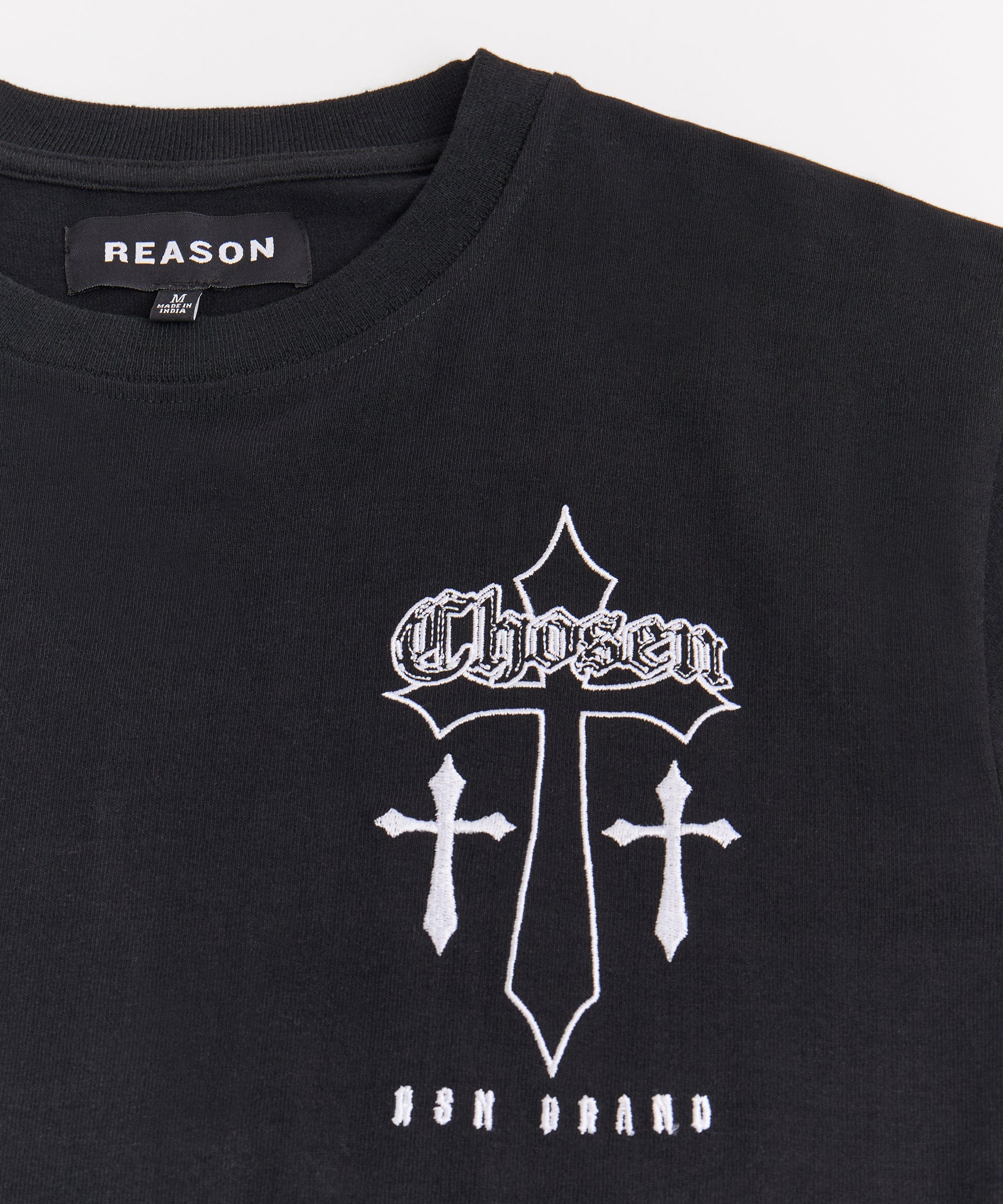 Chosen Cross Embroidered Short Sleeve Tee - Black