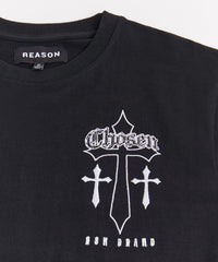 Chosen Cross Embroidered Short Sleeve Tee - Black