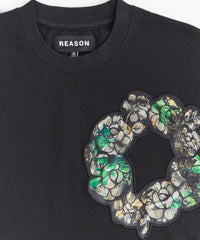 Camo Wreath Embroidered Short Sleeve Tee - Black