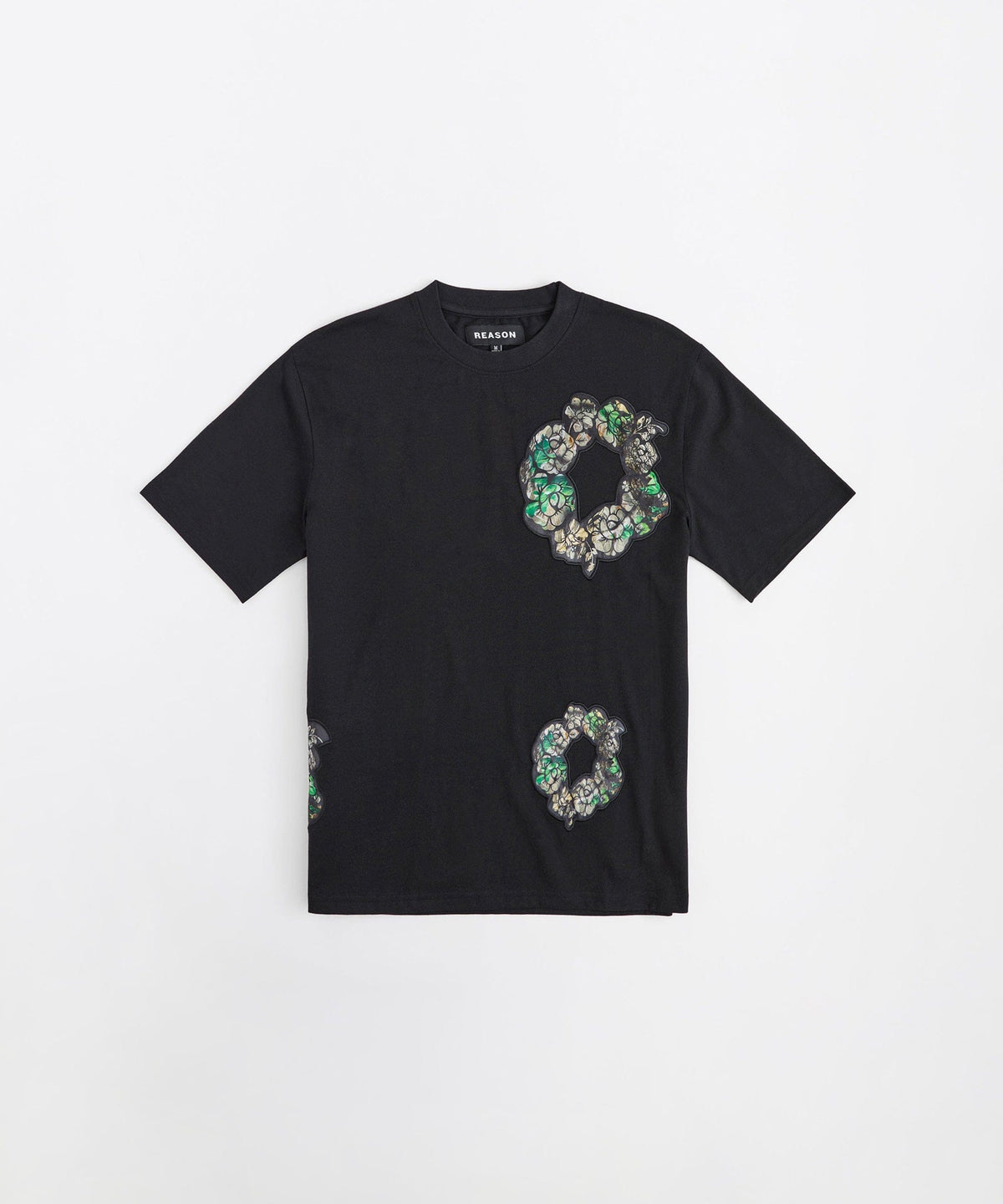 Camo Wreath Embroidered Short Sleeve Tee - Black