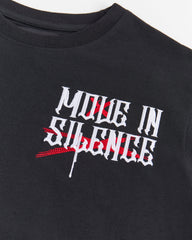 Move In Silence Embroidered Short Sleeve Tee - Black