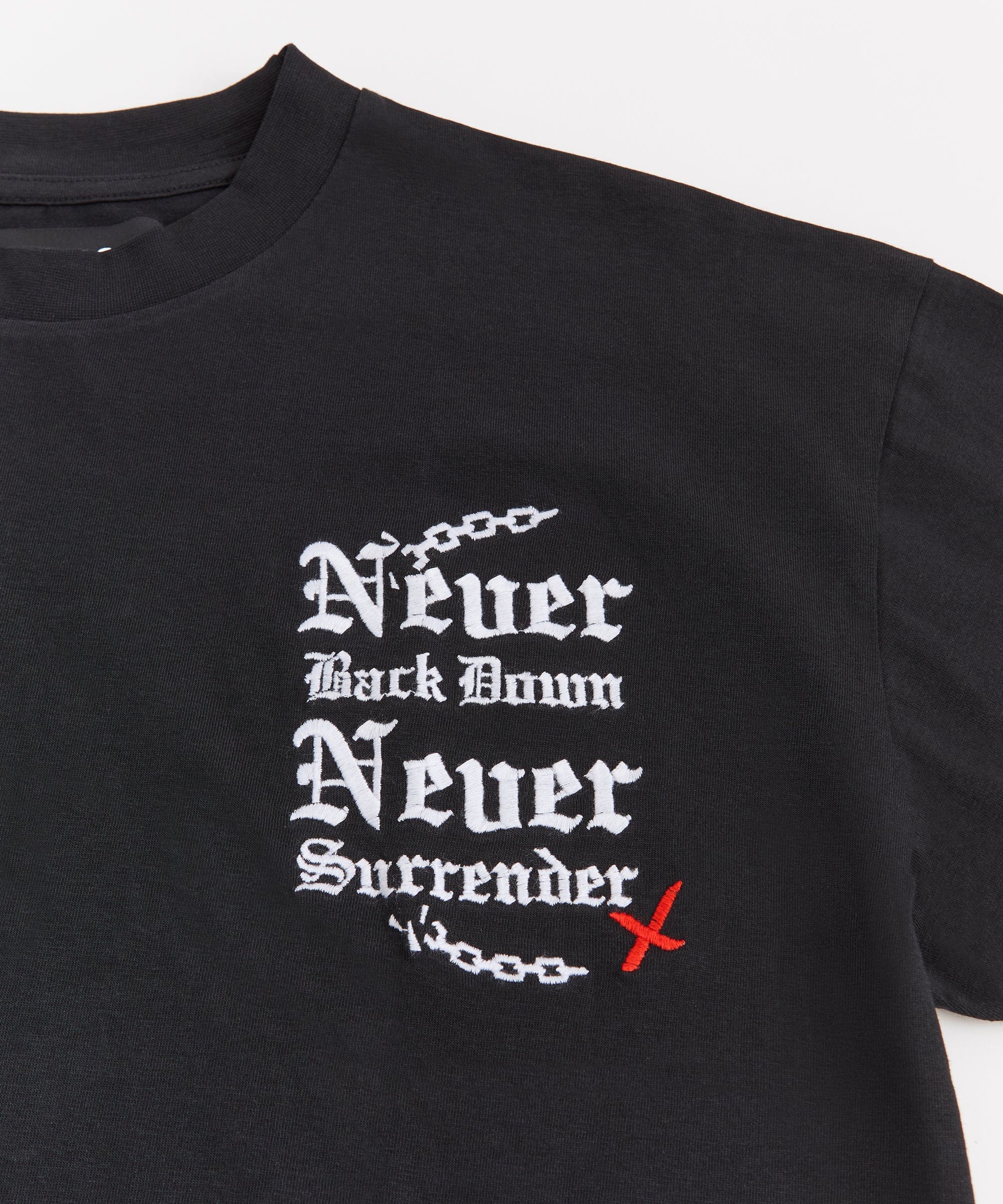 Fearless Embroidered Short Sleeve Tee - Black