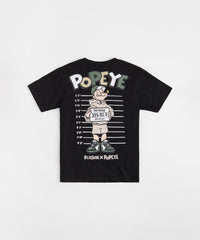 Popeye Mugshot Embroidered Short Sleeve Tee - Black