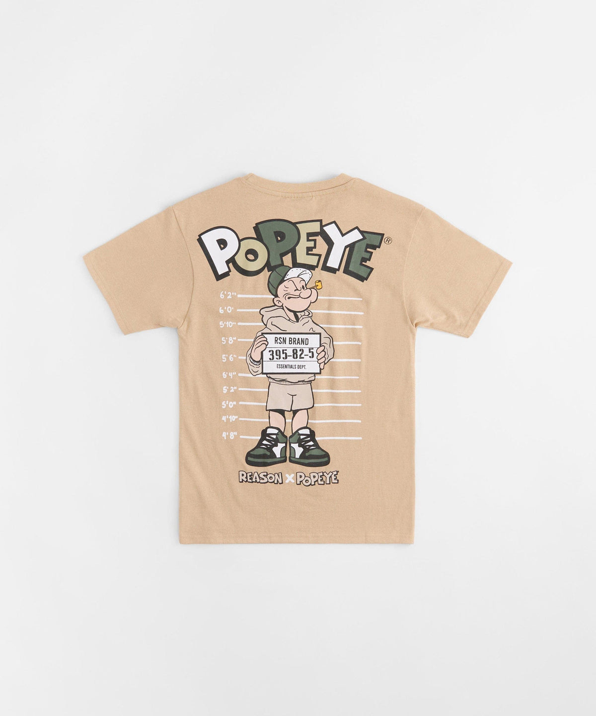 Popeye Mugshot Embroidered Short Sleeve Tee - Tan