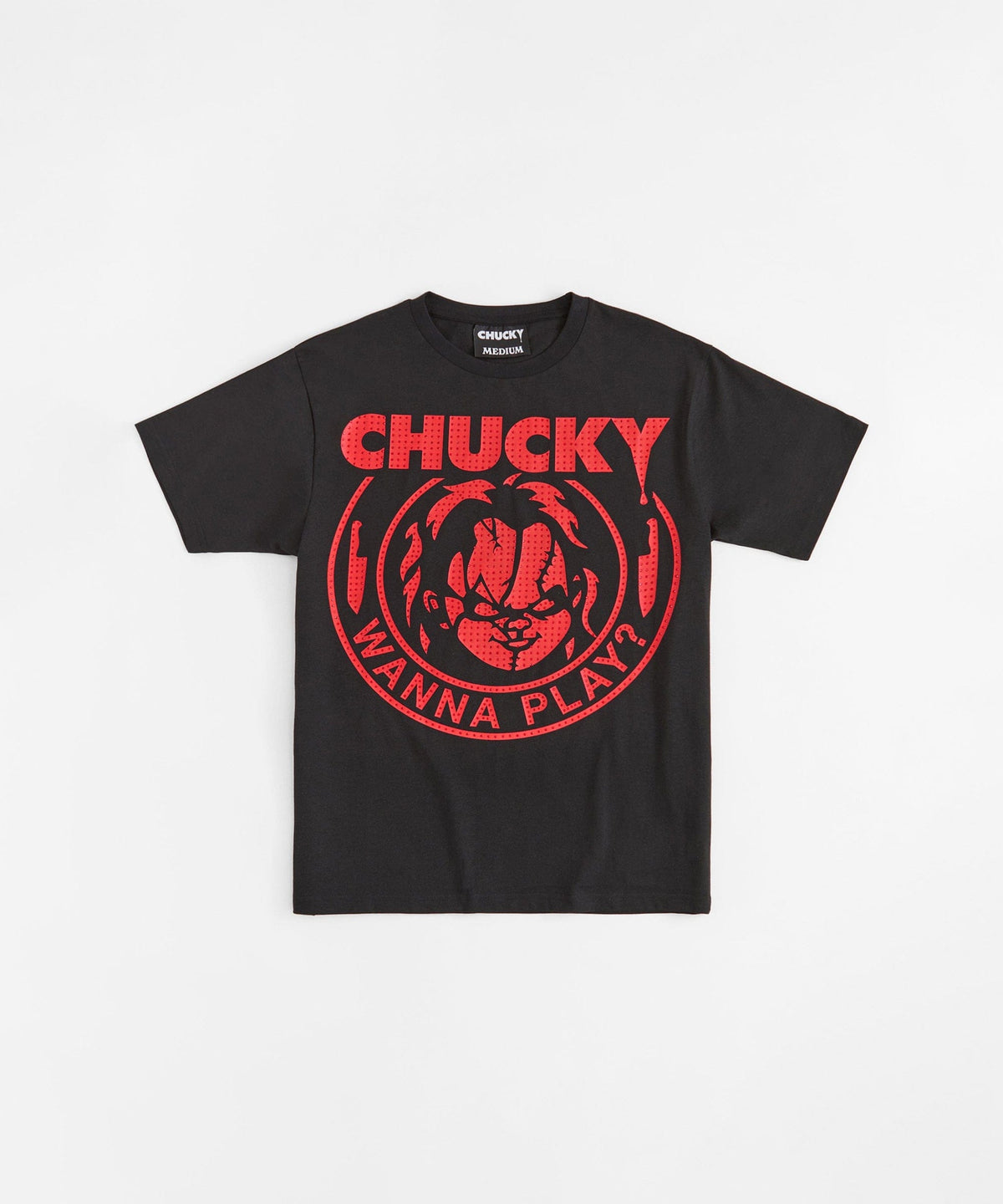 Chucky Rhinestone Wanna Play Short Sleeve Tee - Black