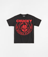 Chucky Rhinestone Wanna Play Short Sleeve Tee - Black