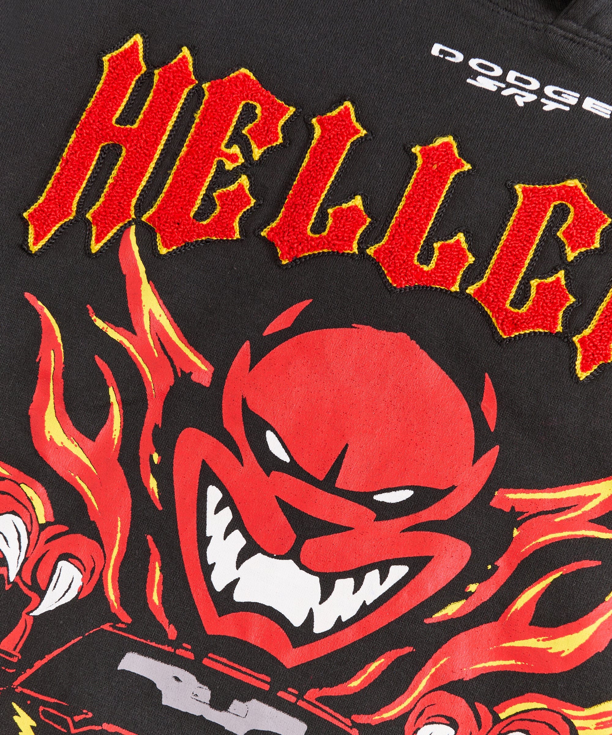 Dodge Hellcat Made For Speed Chenille Patched Hoodie - Black