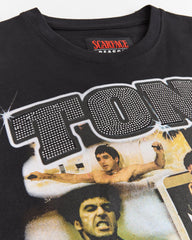 Scarface Tony Rhinestone Short Sleeve Tee - Black