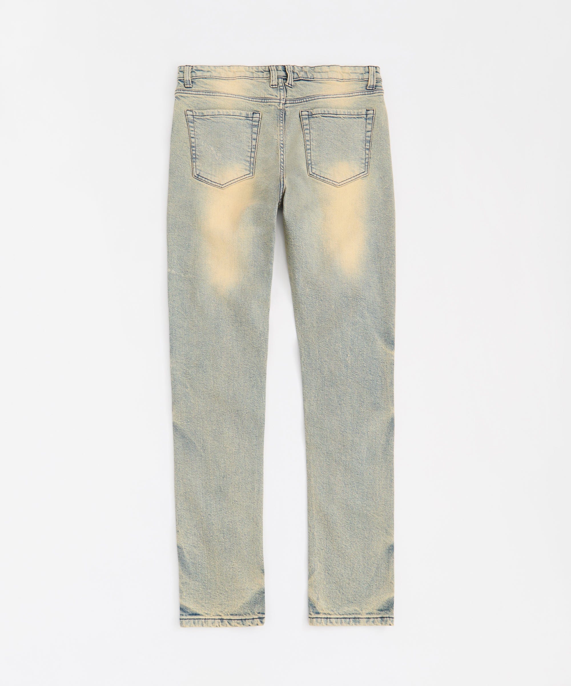 Studded Distress Denim Jeans - Blue