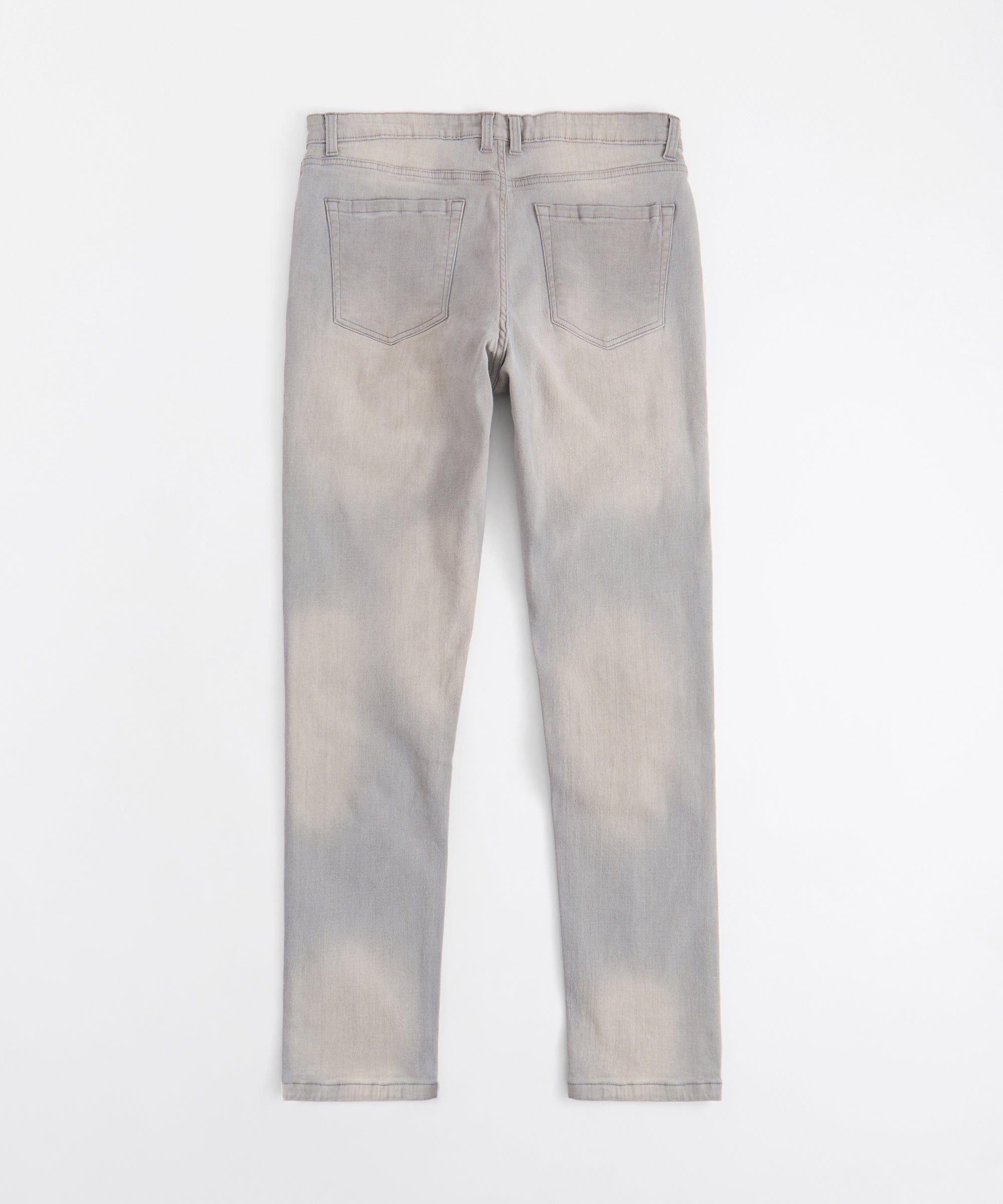 Rhinestone Cross Washed Denim Jeans - Grey