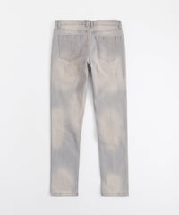 Rhinestone Cross Washed Denim Jeans - Grey