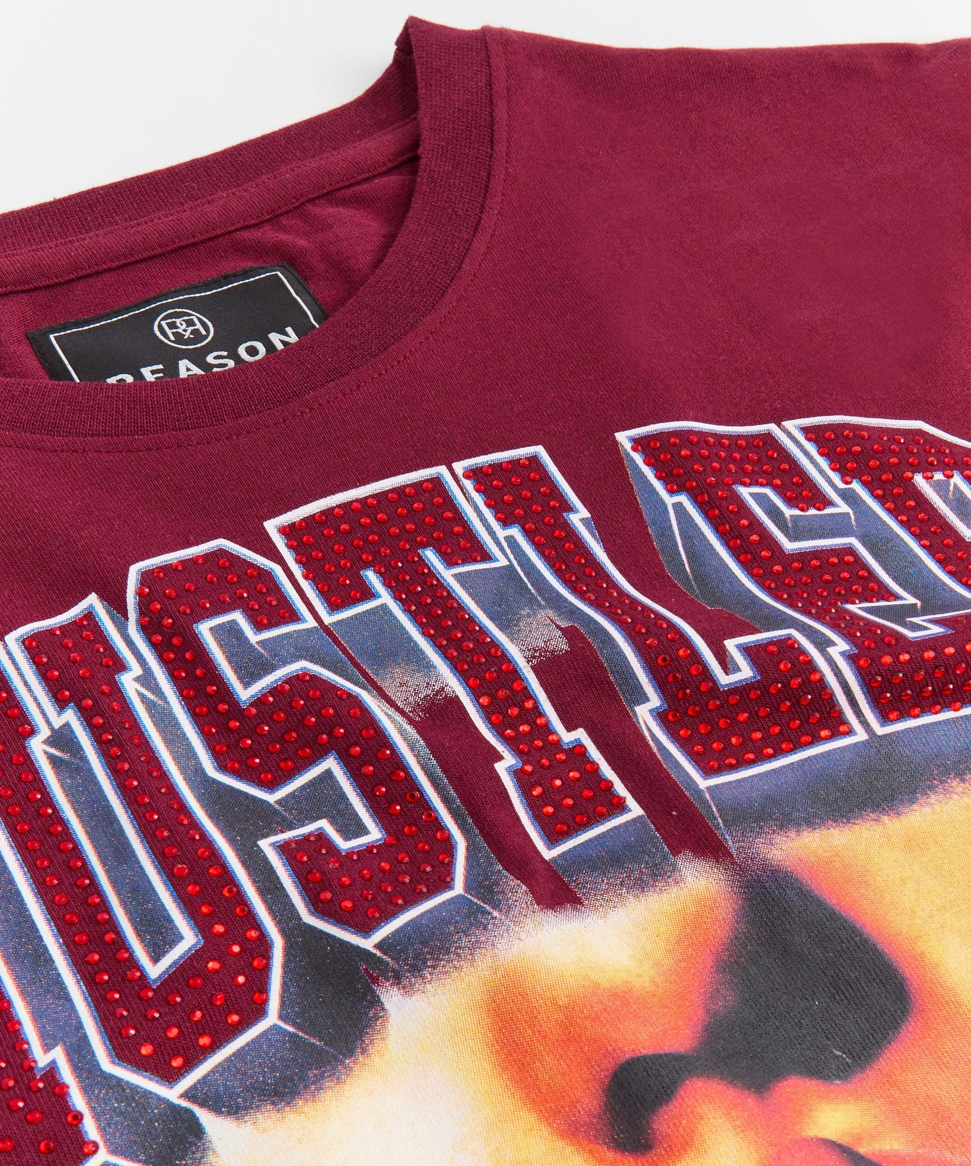 Hustler Players Club Rhinestone Short Sleeve Tee - Mauve