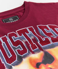 Hustler Players Club Rhinestone Short Sleeve Tee - Mauve