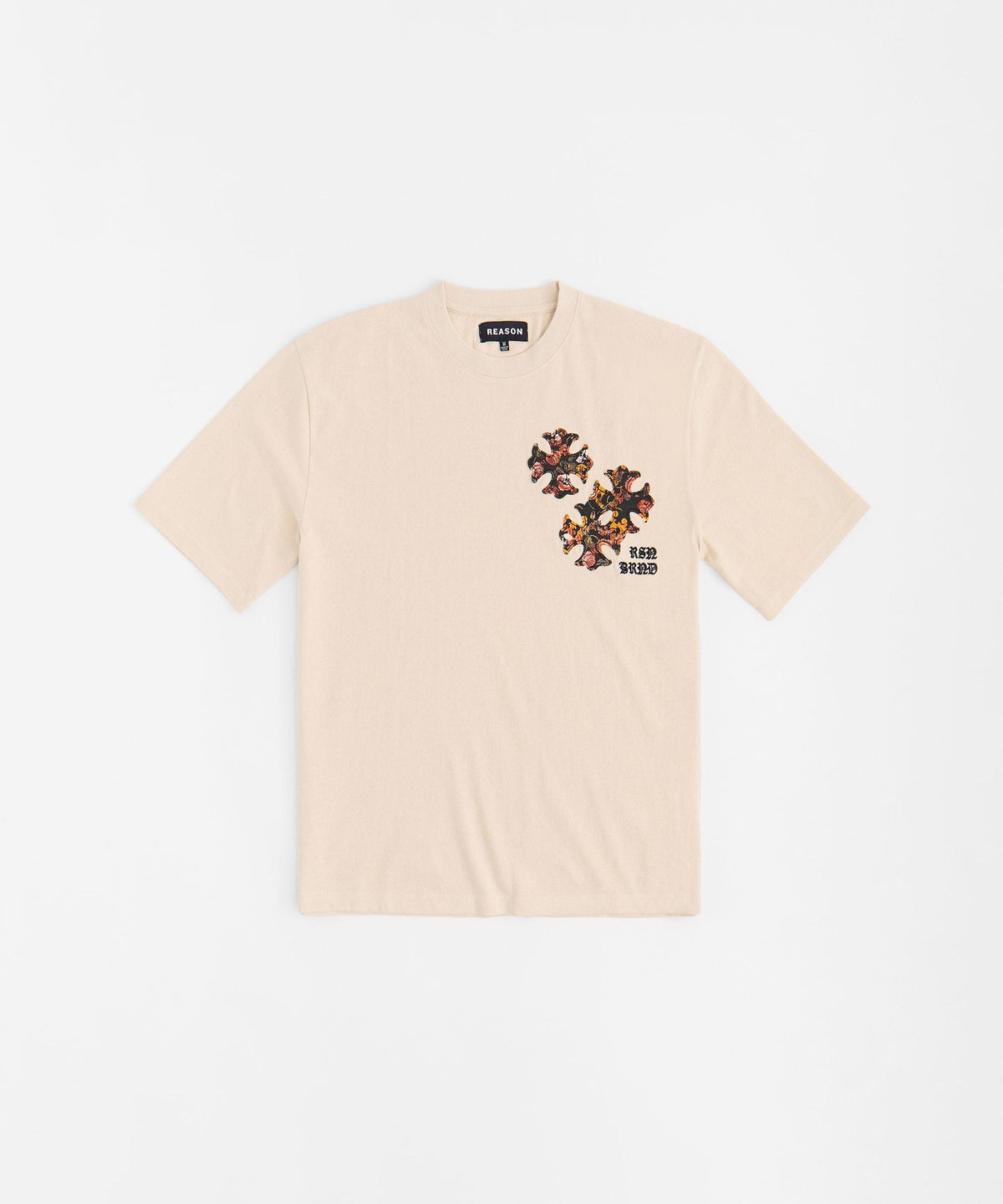 Cross Applique Short Sleeve Tee - Cream
