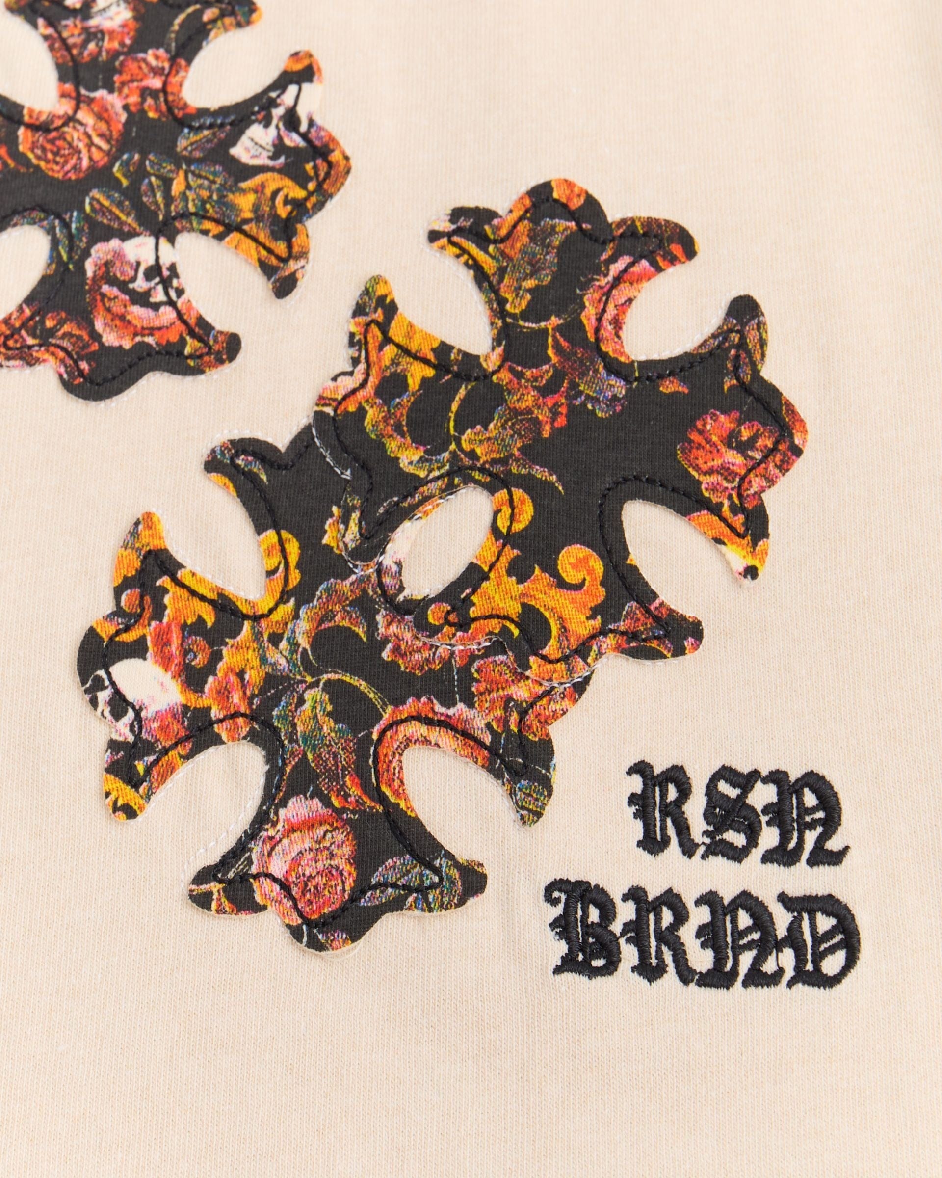 Cross Applique Short Sleeve Tee - Cream