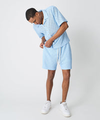 Diamond Plate Towel Shorts - Light Blue