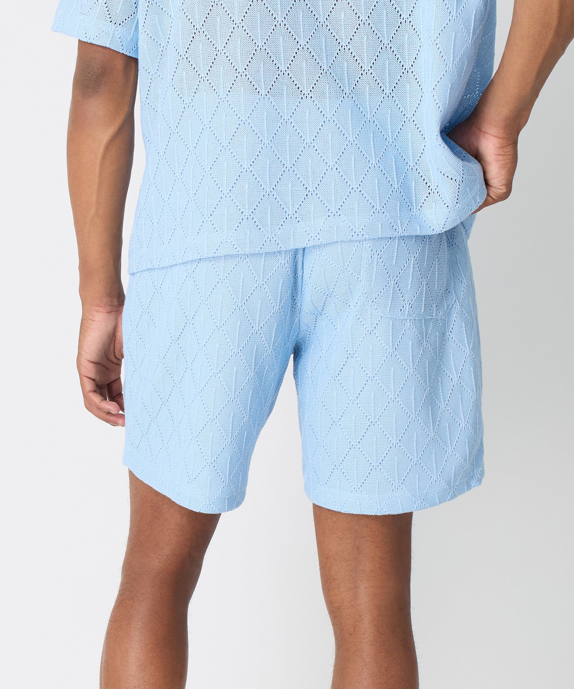 Diamond Plate Towel Shorts - Light Blue