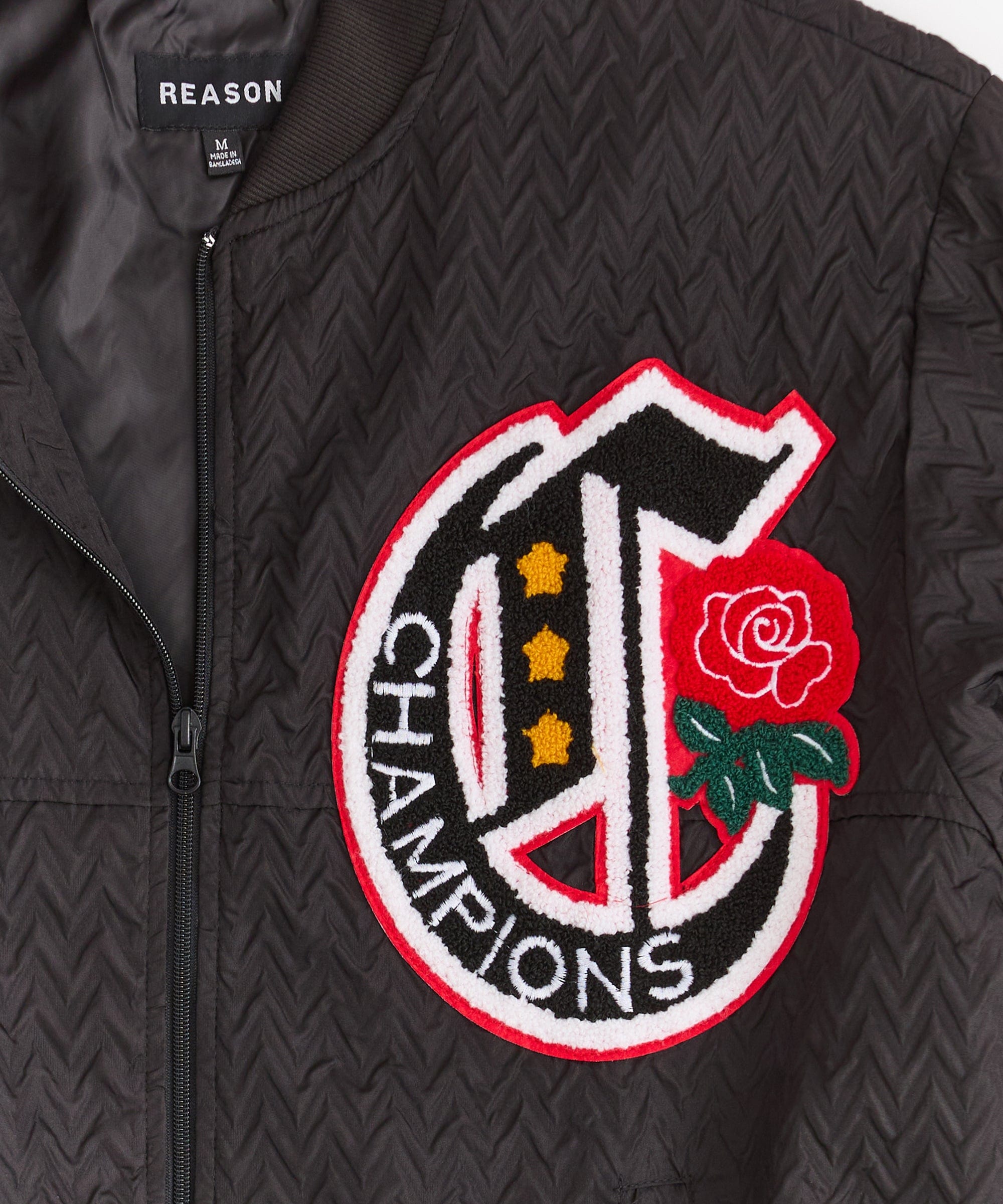 Coaches Chenille Patched Champions Jacket - Black