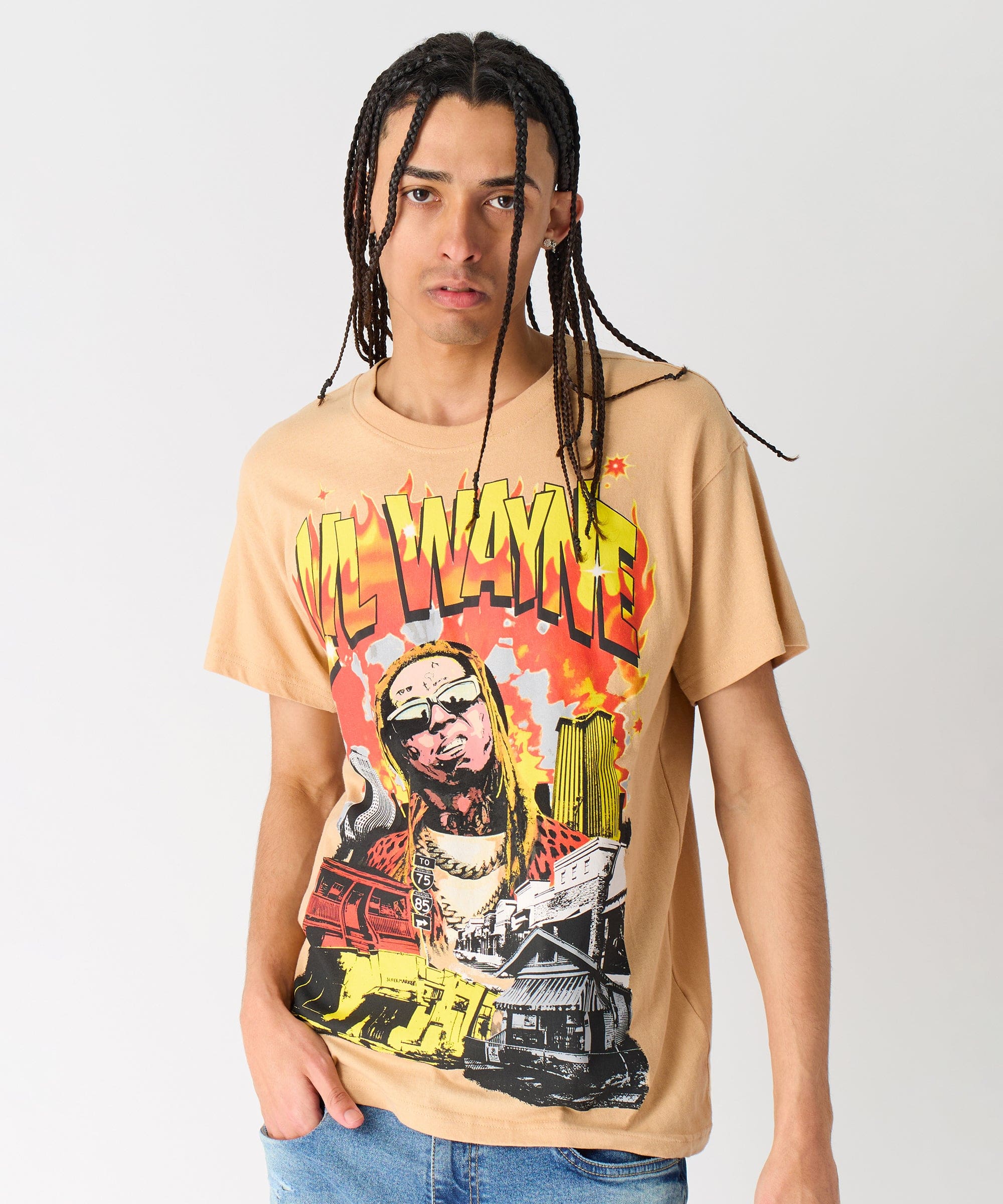 Lil Wayne New Orleans Short Sleeve Tee - Khaki