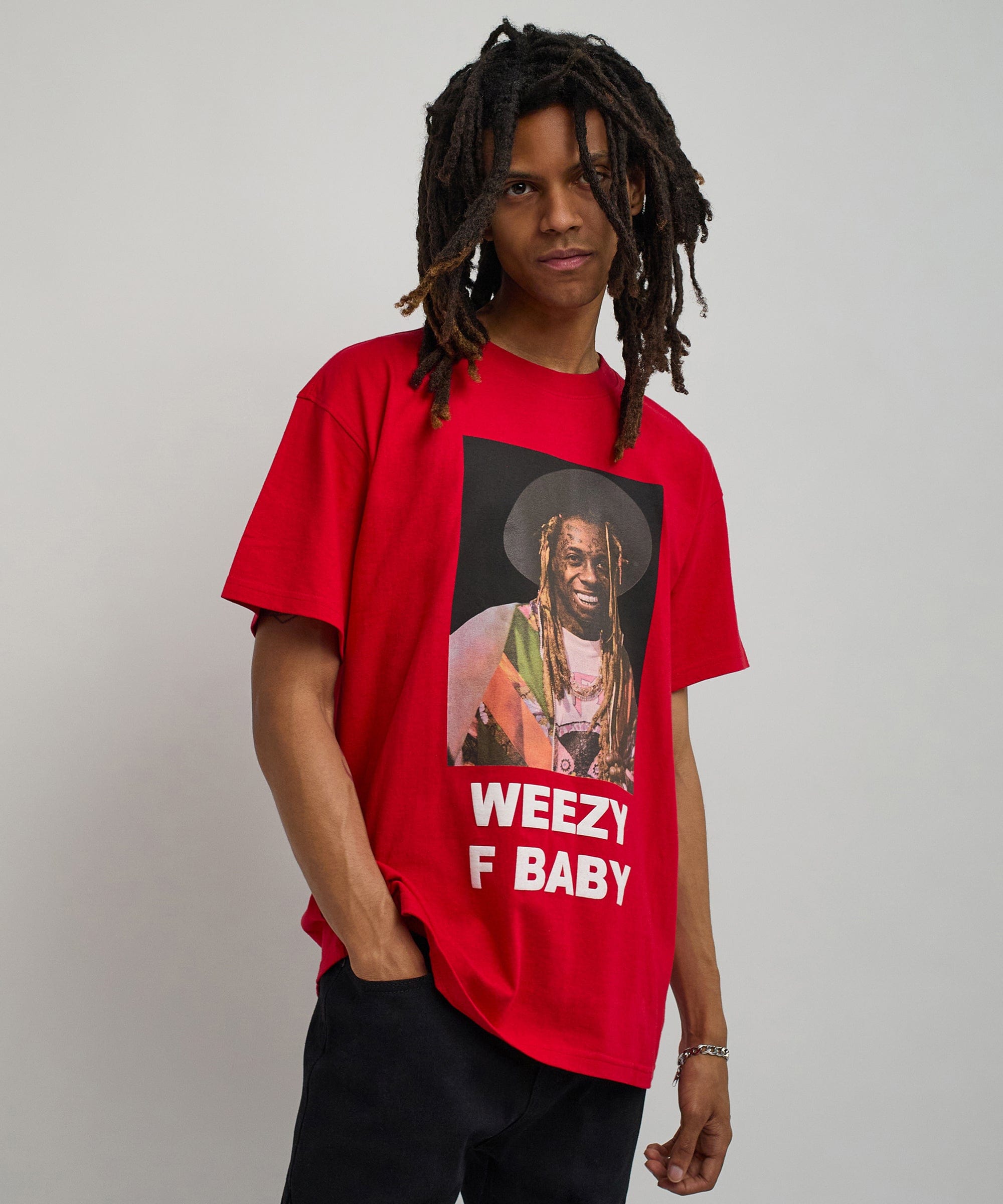 Lil Wayne Weezy F Baby Photo Short Sleeve Tee - Red