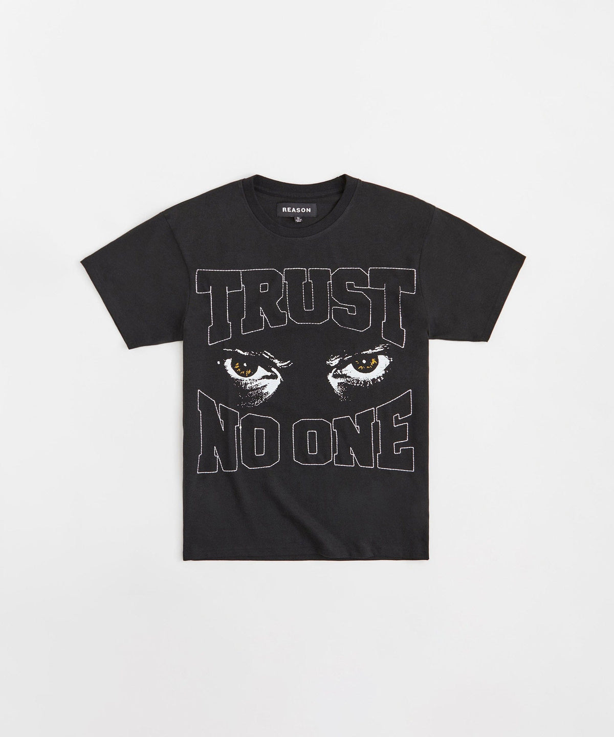 Trust No One Chenille Patched Short Sleeve Tee - Black