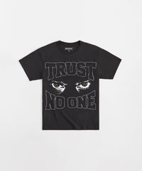 Trust No One Chenille Patched Short Sleeve Tee - Black
