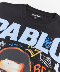 Pablo Graffiti Applique Short Sleeve Tee - Black