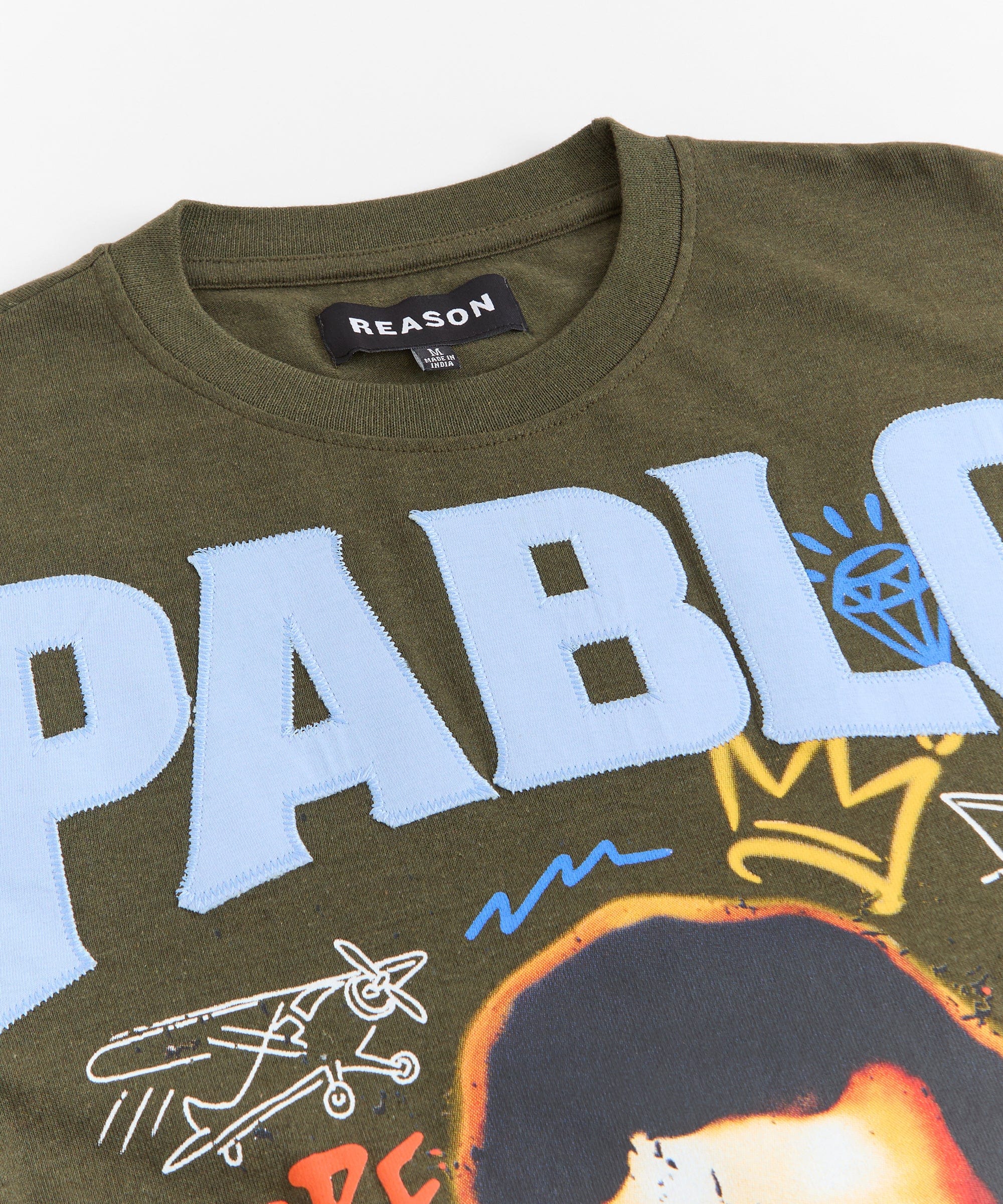 Pablo Graffiti Applique Short Sleeve Tee - Green