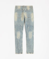 Rip And Repair Washed Denim Jeans - Light Blue