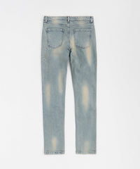 Rhinestone Washed Denim Jeans - Dark Blue