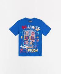No Limits Skull Applique Short Sleeve Tee - Blue