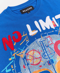 No Limits Skull Applique Short Sleeve Tee - Blue