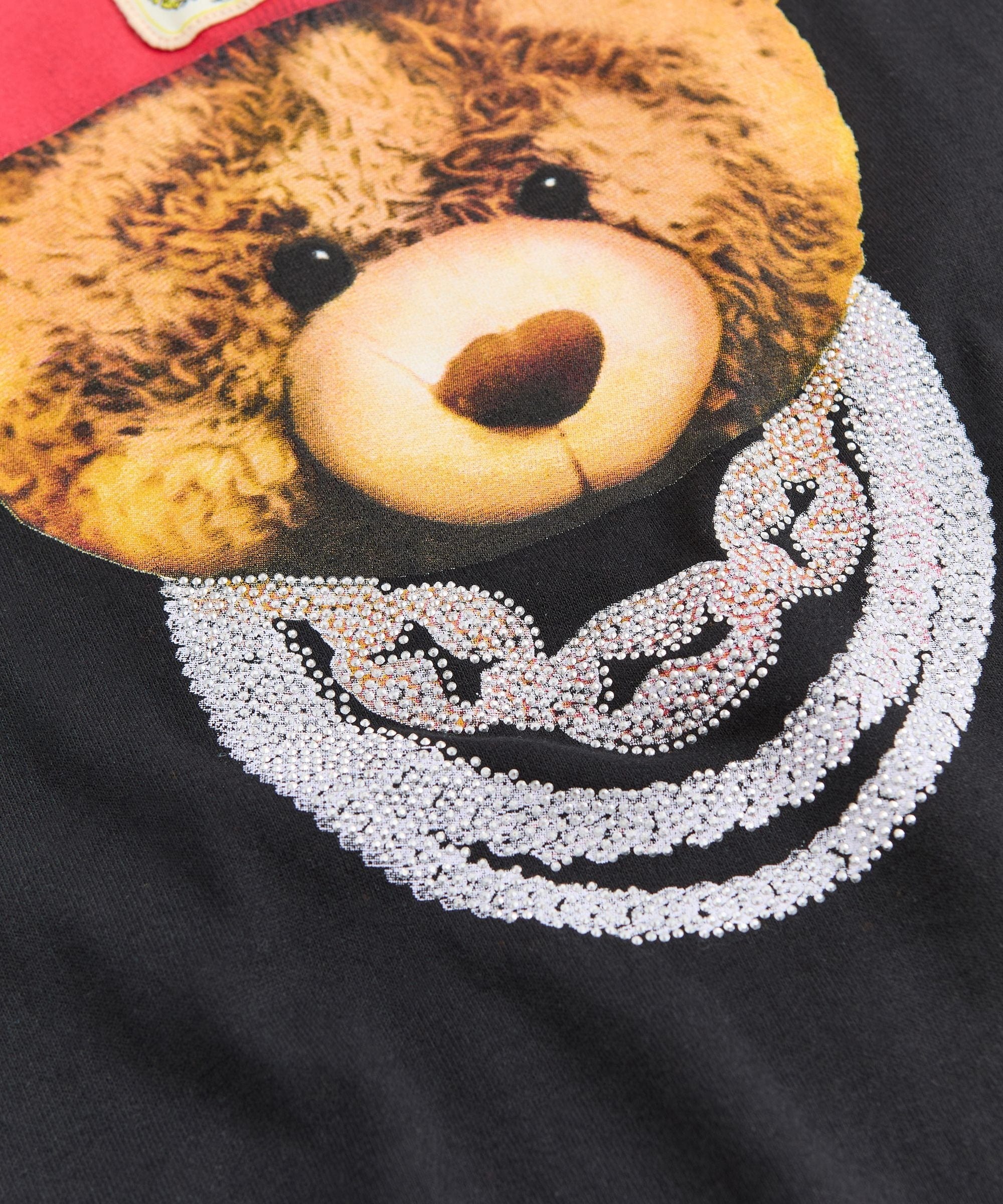 Teddy Rhinestone Short Sleeve Tee - Black