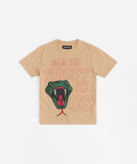 All We Trust is Us Embroidered Short Sleeve Tee - Khaki