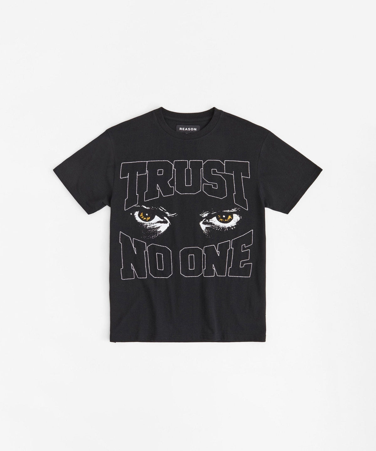 Trust No One Gold Embroidered Short Sleeve Tee - Black