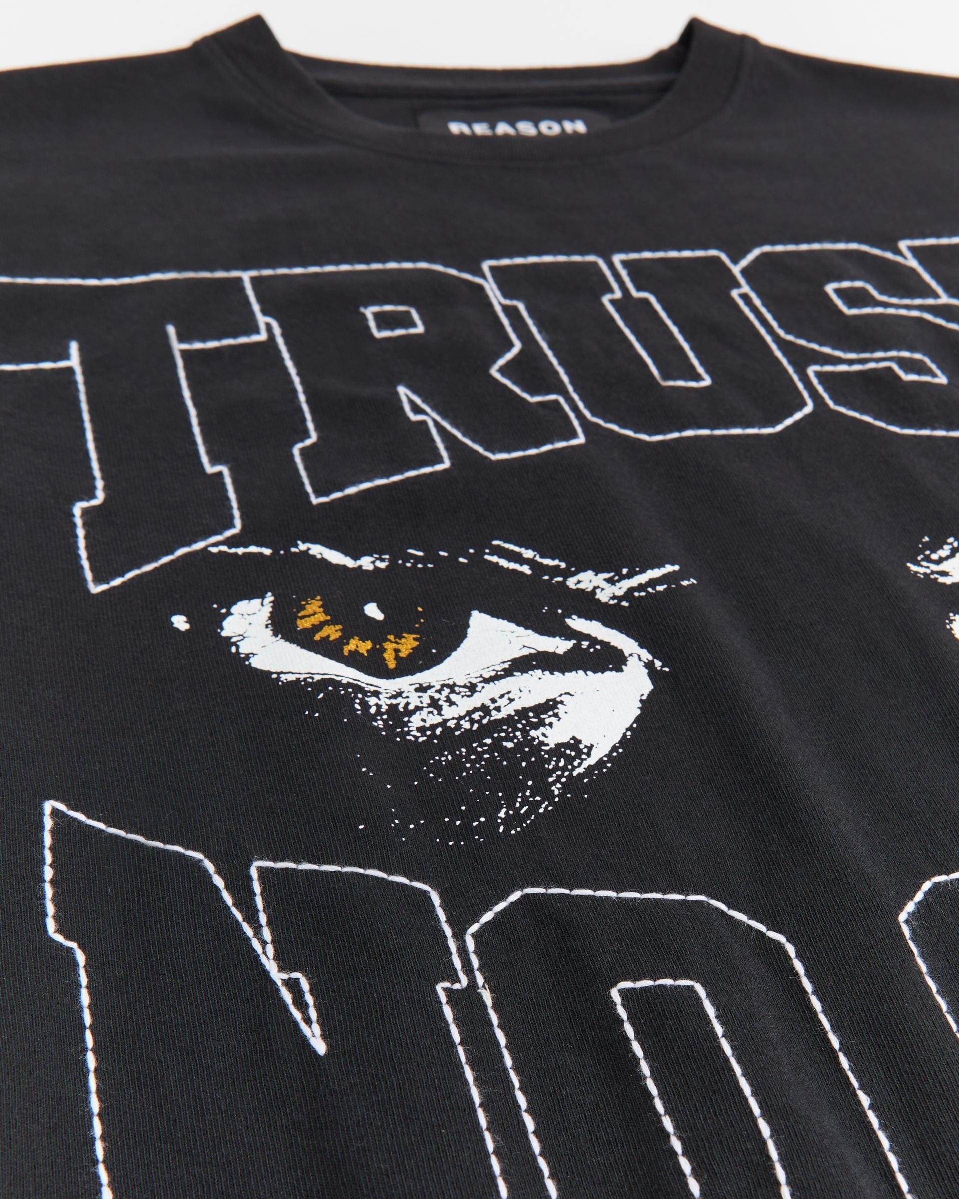 Trust No One Gold Embroidered Short Sleeve Tee - Black