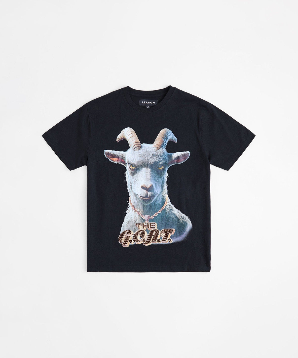 Goat Rhinestone Short Sleeve Tee - Black
