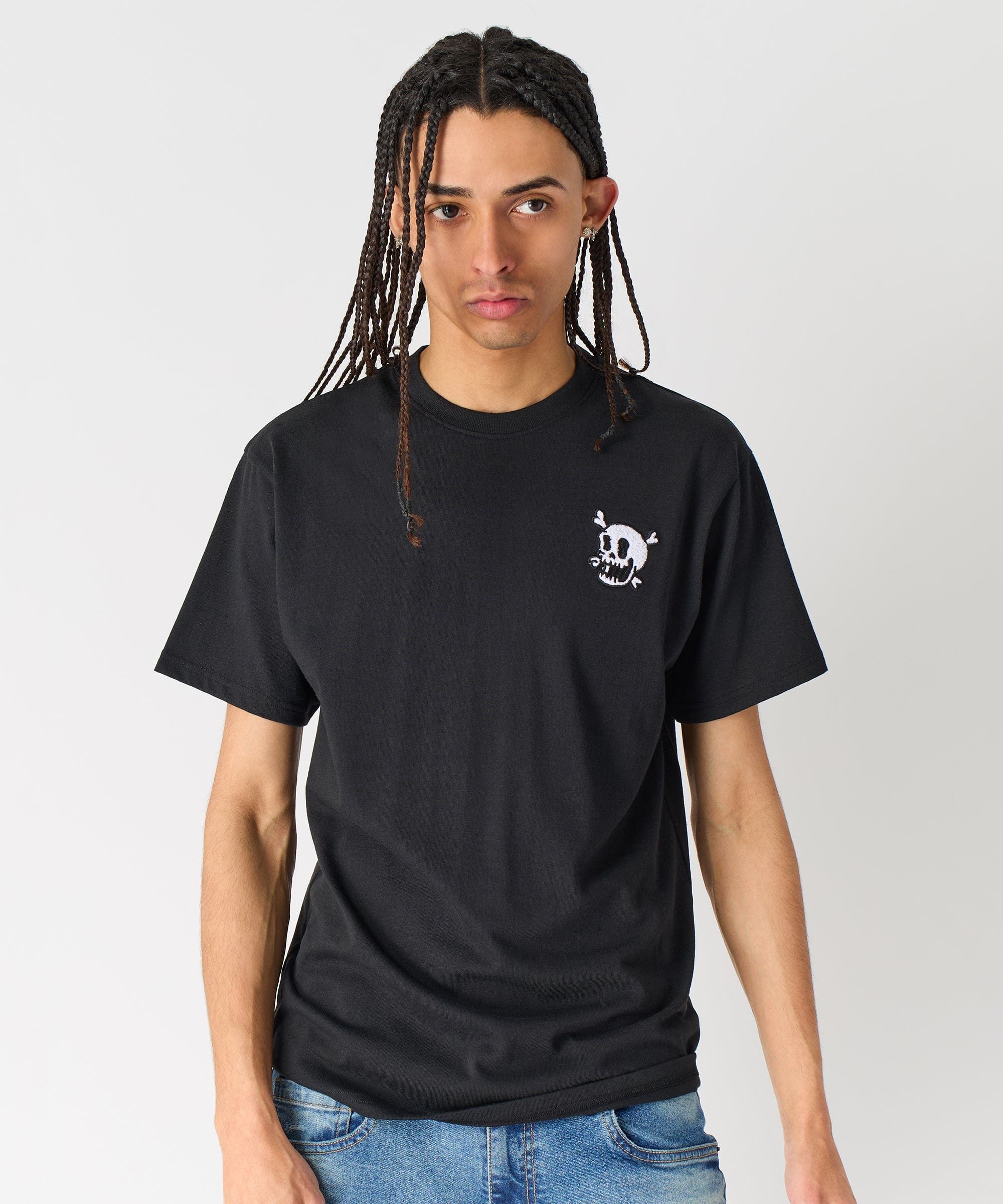 Crossbones Chenille Patch Short Sleeve Tee - Black