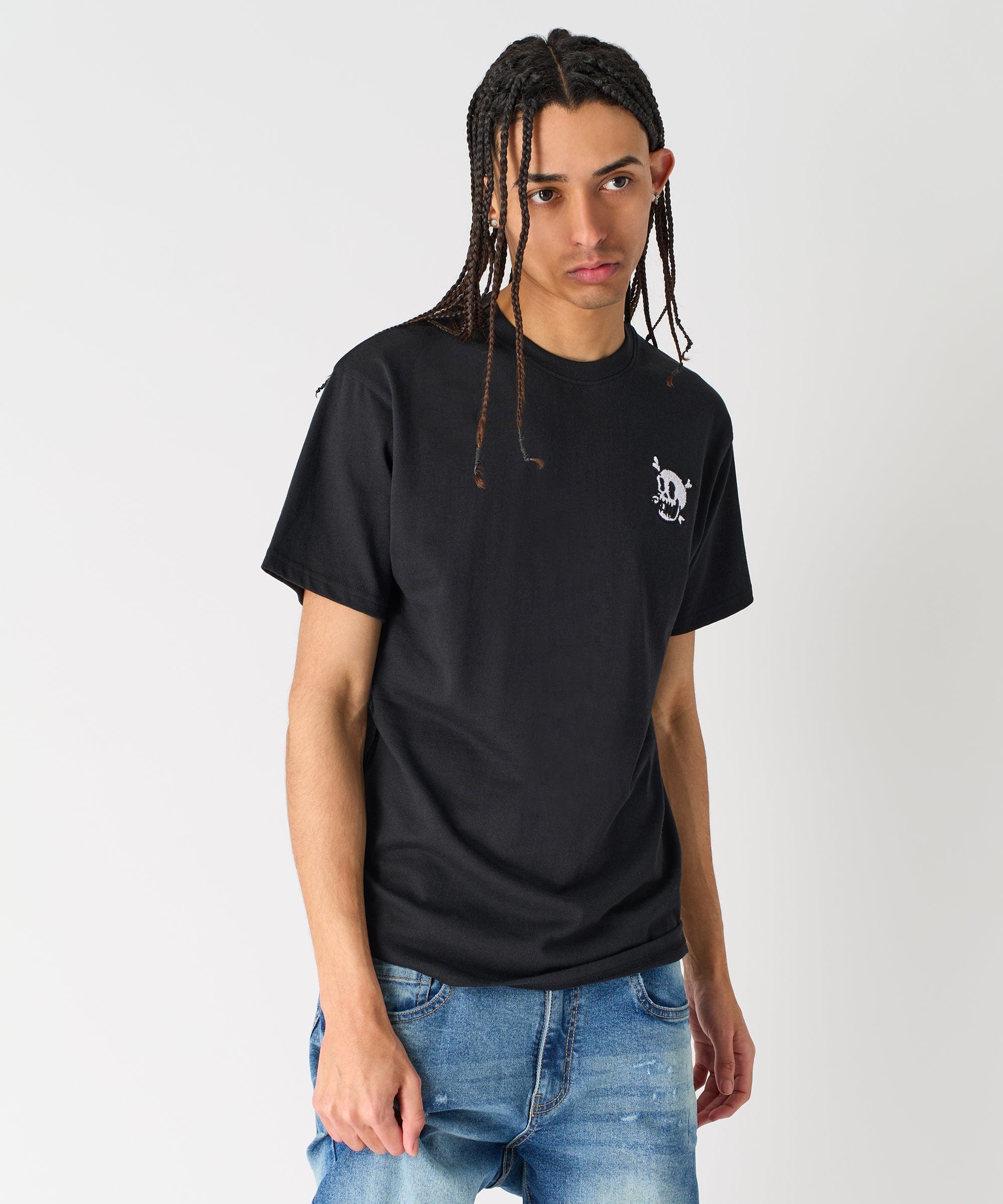 Crossbones Chenille Patch Short Sleeve Tee - Black