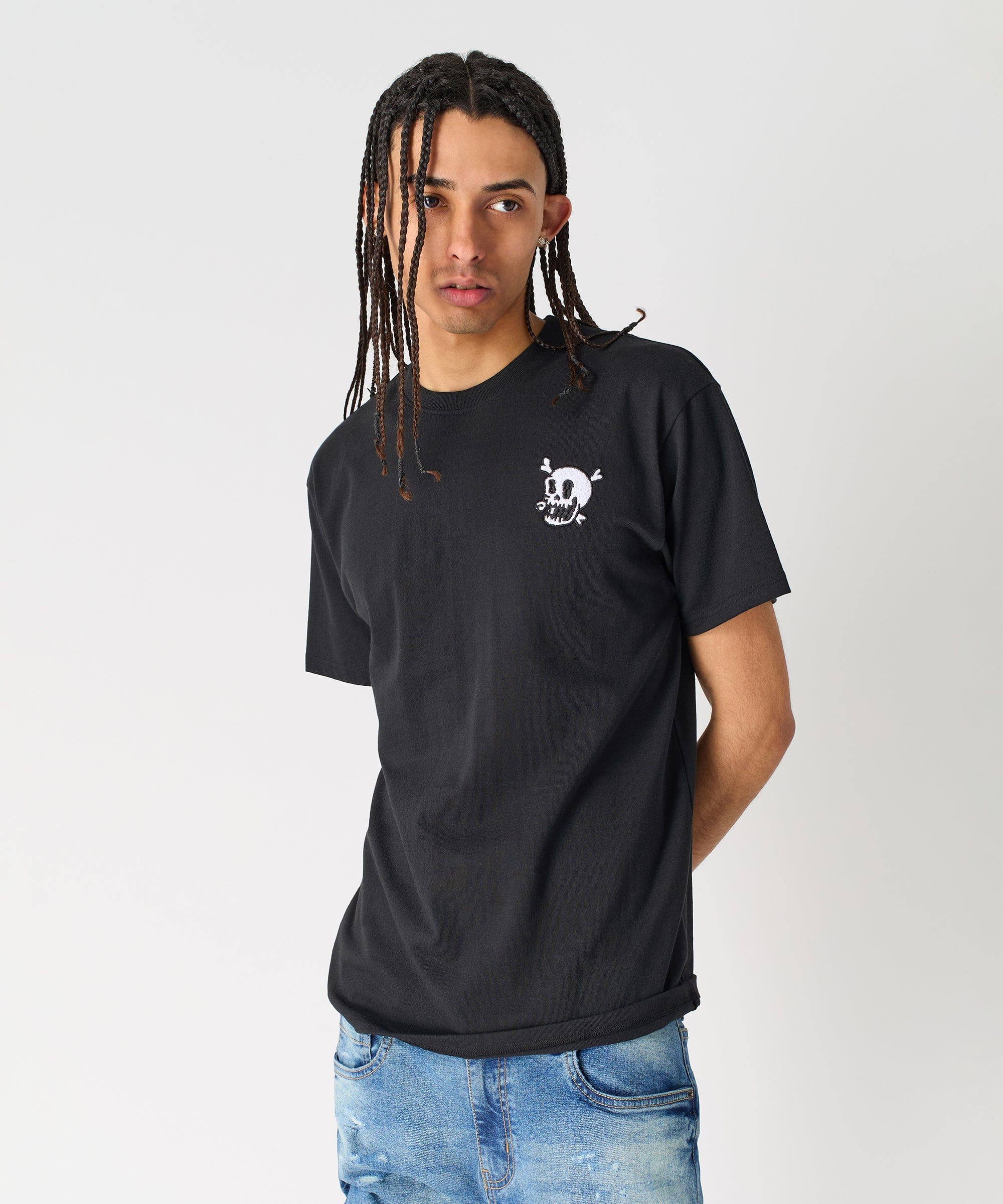 Crossbones Chenille Patch Short Sleeve Tee - Black