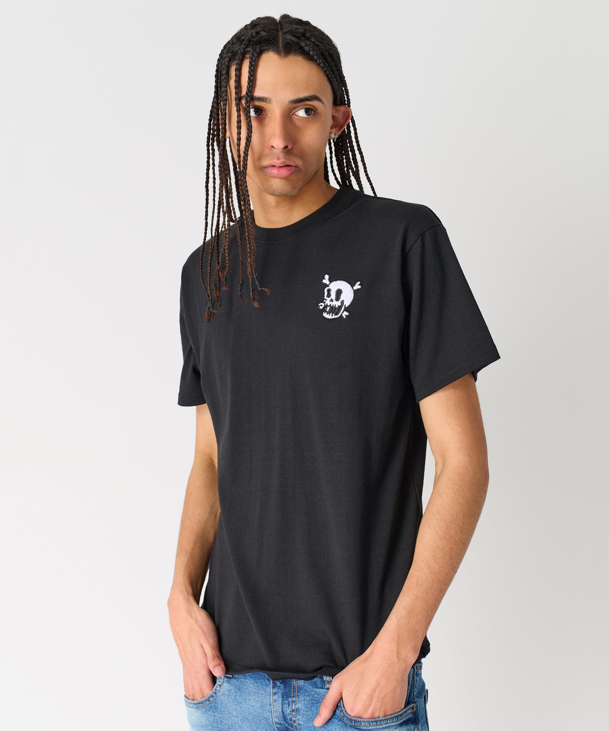 Crossbones Chenille Patch Short Sleeve Tee - Black