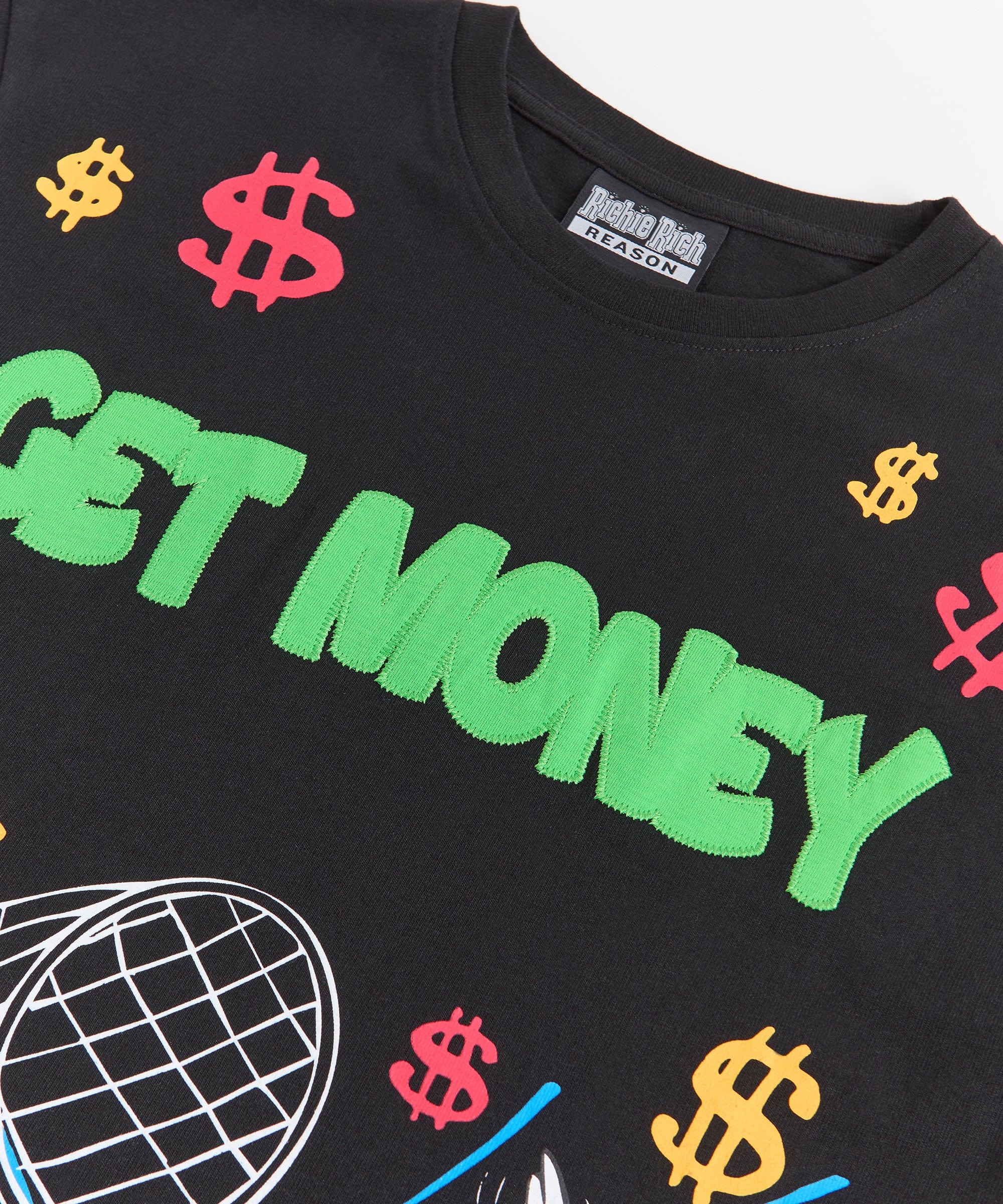 Richie Rich Get Money Applique Short Sleeve Tee - Black