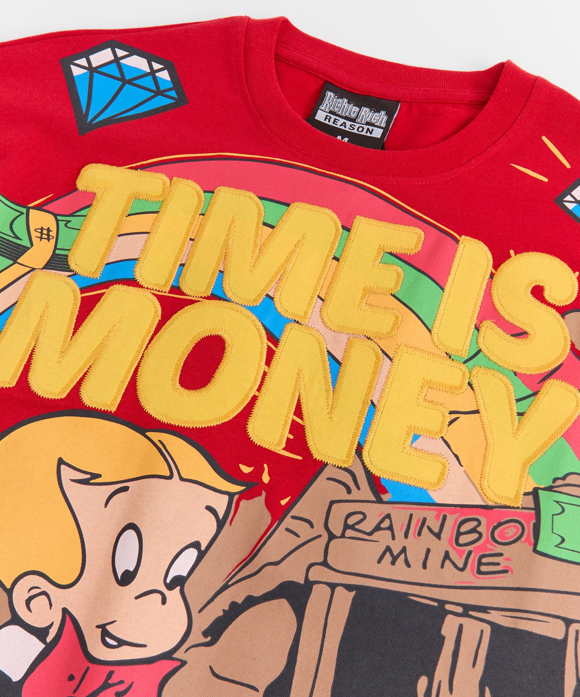 Richie Rich Time is Money Applique Short Sleeve Tee - Red