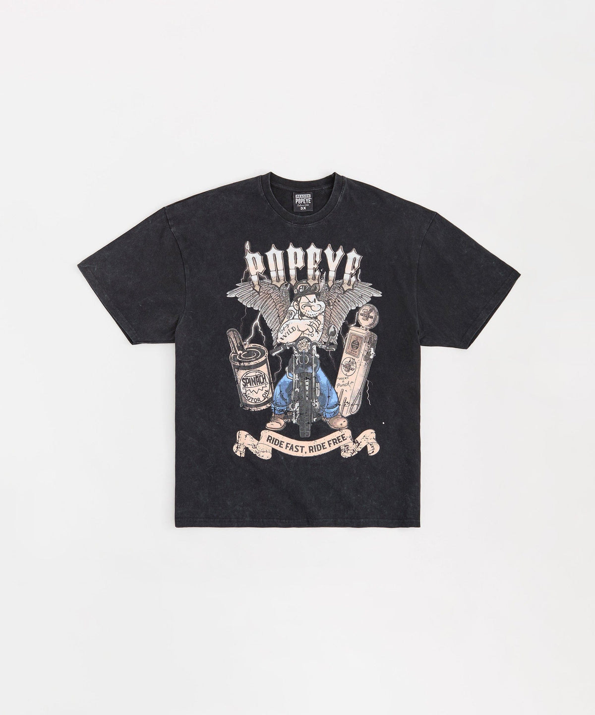 Plus Size Popeye Short Sleeve Tee - Washed Black
