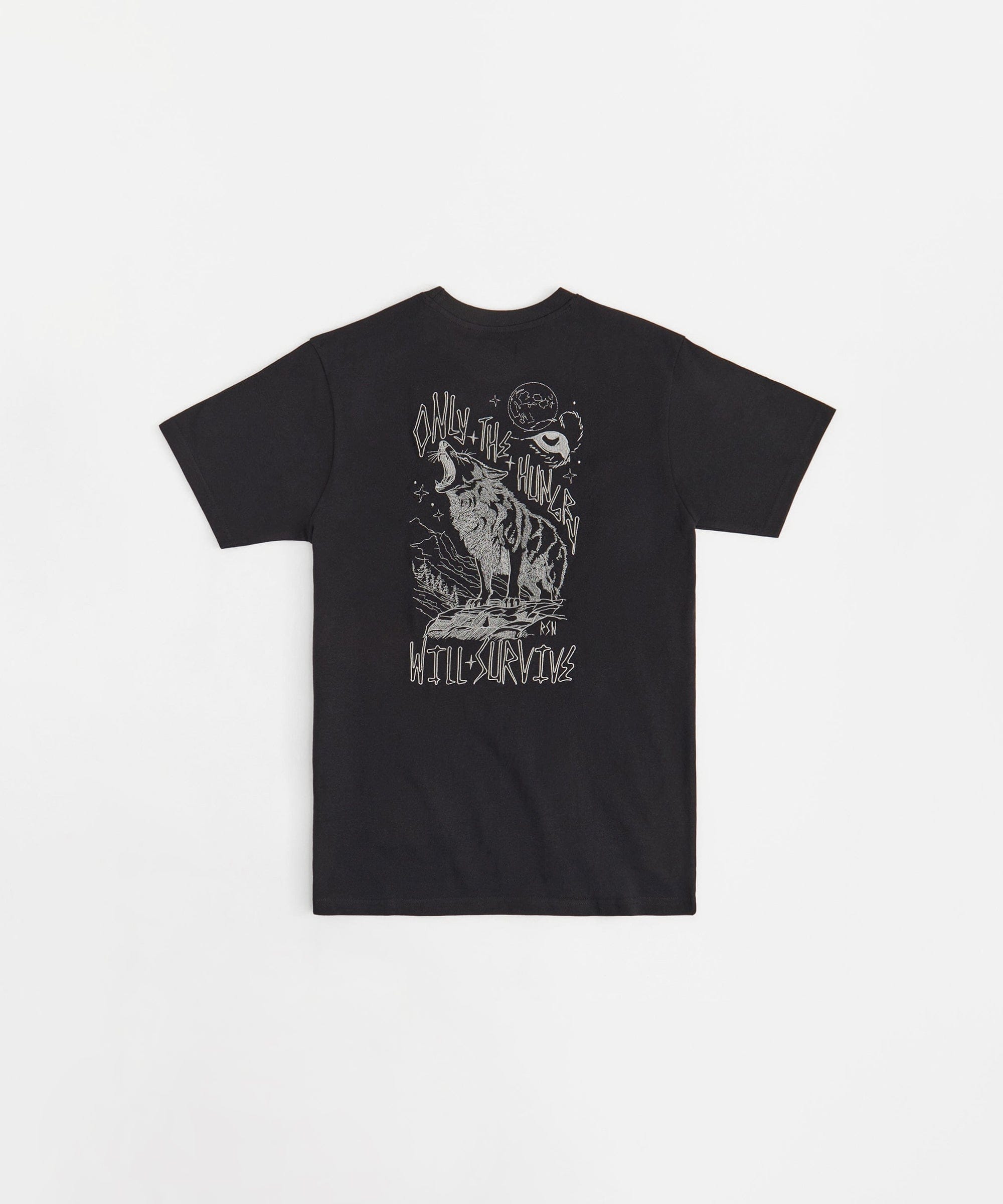 Stay Hungry Embroidered Short Sleeve Tee - Black