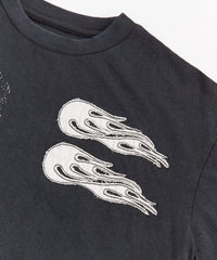 Trouble Applique Short Sleeve Tee - Black