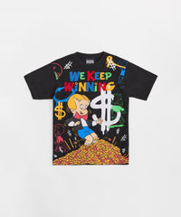 Richie Rich We Keep Winning Applique Short Sleeve Tee - Black