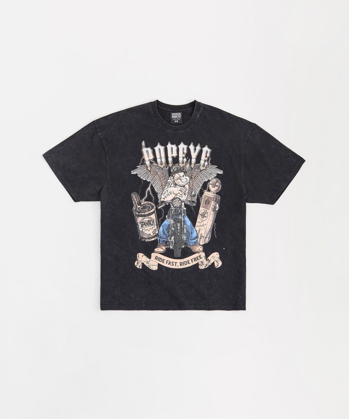 Popeye Ride Fast Short Sleeve Tee - Washed Black