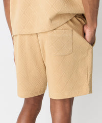 Textured Diamond Knit Short - Beige