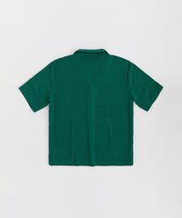 Jacquard Textured Knit Short Sleeve Button Down Shirt - Green